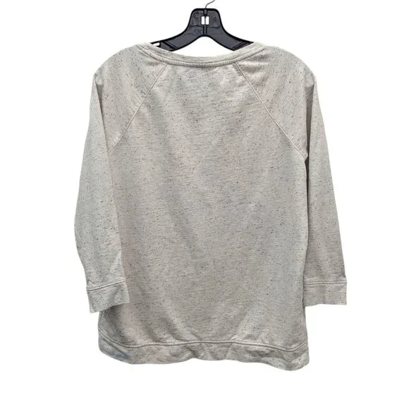Womens LOFT Heather Oatmeal Speckled 3/4 Sleeve Crew Shirt Top Size Small S - Picture 6 of 6